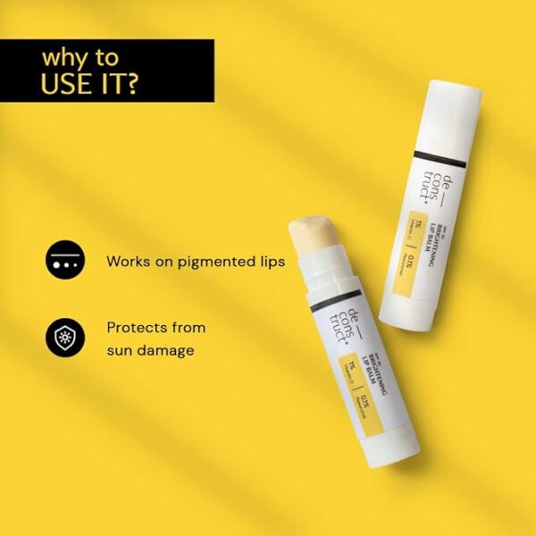 Deconstruct Brightening Lip Balm with SPF 30 | For Dark, Pigmented, Dry, Flaky Lips | Brightens Pigmented Lips | Vitamin C for Dark Lips | SPF 30 for Sun Damage and Discoloration | Lip Balm for Glossy Buttery Soft Pink Lips | For Women & Men - (4 gm)