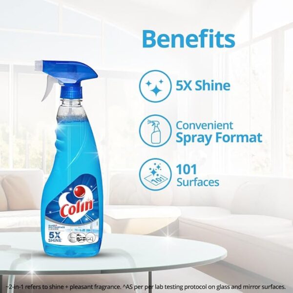 Colin 250 ml, Glass and Surface Cleaner Liquid Spray | India's #1 Glass Cleaner for Car, Kitchen and Home Surfaces | Multi Surface Cleaner