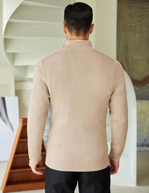 DENIMHOLIC Men High Neck Zipper Full Sleeve Cotton Knitted Winter Sweater