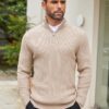 DENIMHOLIC Men High Neck Zipper Full Sleeve Cotton Knitted Winter Sweater