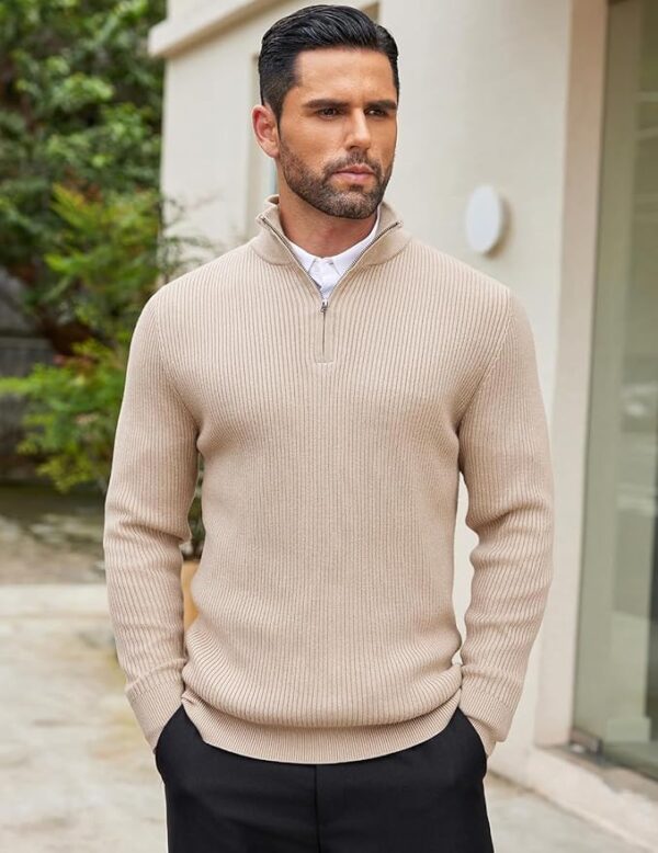 DENIMHOLIC Men High Neck Zipper Full Sleeve Cotton Knitted Winter Sweater