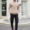 DENIMHOLIC Men High Neck Zipper Full Sleeve Cotton Knitted Winter Sweater