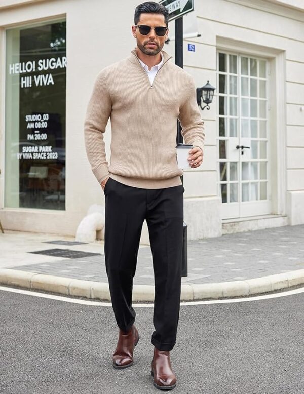 DENIMHOLIC Men High Neck Zipper Full Sleeve Cotton Knitted Winter Sweater