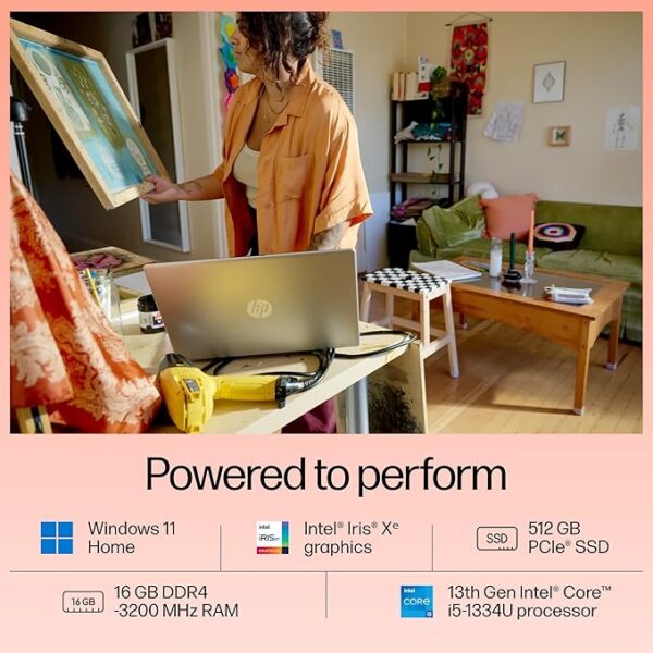 HP 15 Core i5 13th Gen (16GB RAM/512GB SSD/FHD/15.6" (39.6 cm)/Windows 11/MS Office' 21/Backlit Keyboard/Silver/ 1.59 kg) fd0221TU Laptop