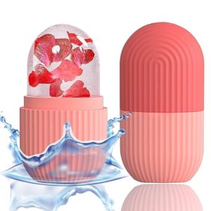 Ice Face Roller Silicone Facial Cube for Eyes Neck Massage Remove Dark Circle Pore Shrink Face Beauty Skin Care Ice Mould Kitchen Tools (PINK)(PACK OF-1)