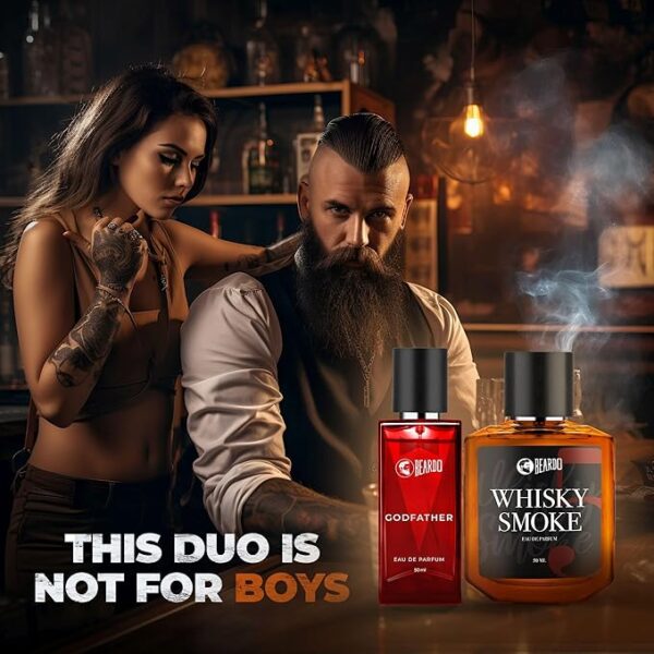 BEARDO Men Whisky Smoke & Godfather Liquid Perfume Combo (50 Ml X 2) | Spicy, Woody - Oudh Notes Of Whisky Smoke & Aromatic, Spicy Notes Of Godfather | Lasting Liquid Perfume | Ideal Gift | Rakhi Gift for Brother | Friendship Day Gift