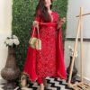 GoSriKi Women's Rayon Blend Straight Bandhej Printed Kurta with Pant & Dupatta