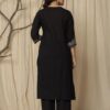 INDYES Black Solid Cotton Pakistani Style Pleated Embroidered Kurta Pant Set for Women