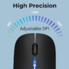 ZEBRONICS Newly Launched Blanc Slim Wireless Mouse with Rechargeable Battery, BT + 2.4GHz, 4 Buttons, 800/1200/1600 DPI, Silent Operation, Multicolor LED Lights