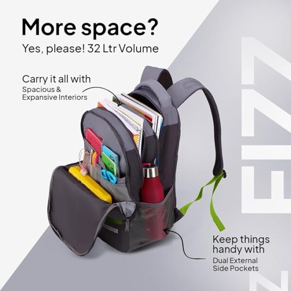 American Tourister Fizz Backpack School bag for travel with Organizer Bottle compartment water resistant backpack for Men, Women, Boys Laptop Backpack for College Gift for Men & Women