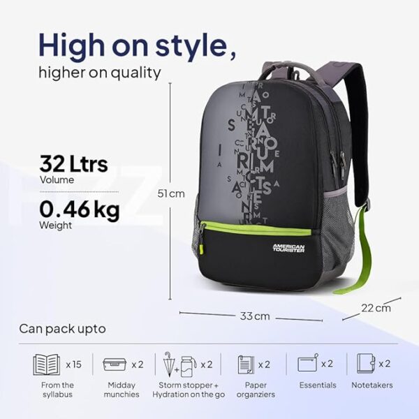 American Tourister Fizz Backpack School bag for travel with Organizer Bottle compartment water resistant backpack for Men, Women, Boys Laptop Backpack for College Gift for Men & Women
