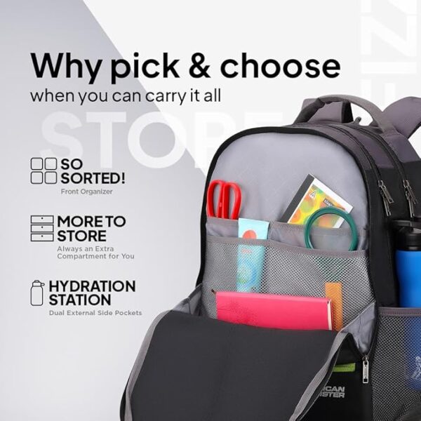 American Tourister Fizz Backpack School bag for travel with Organizer Bottle compartment water resistant backpack for Men, Women, Boys Laptop Backpack for College Gift for Men & Women