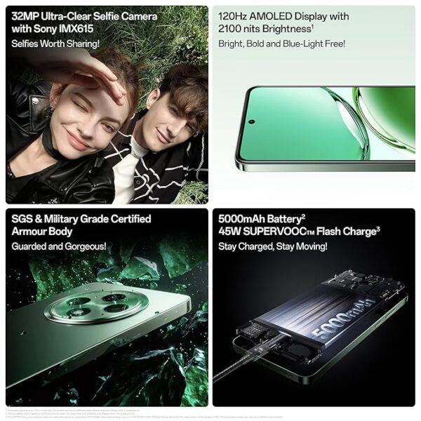 OPPO F27 5G (Emerald Green, 8GB RAM, 128GB Storage) | 6.67" FHD+ AMOLED Display|32MP Sony IMX615 Selfie Camera |AI Portrait Expert| 45W SUPERVOOC| with No Cost EMI/Additional Exchange Offers