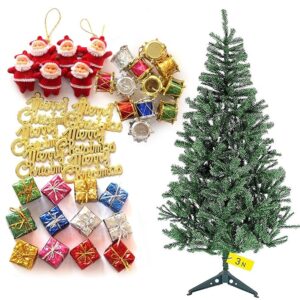 TIED RIBBONS Christmas Tree 3 Feet with 56 Decoration Ornaments Hanging Props for Table Office Artificial Xmas Tree Decor - Christmas Decorations Items for Home