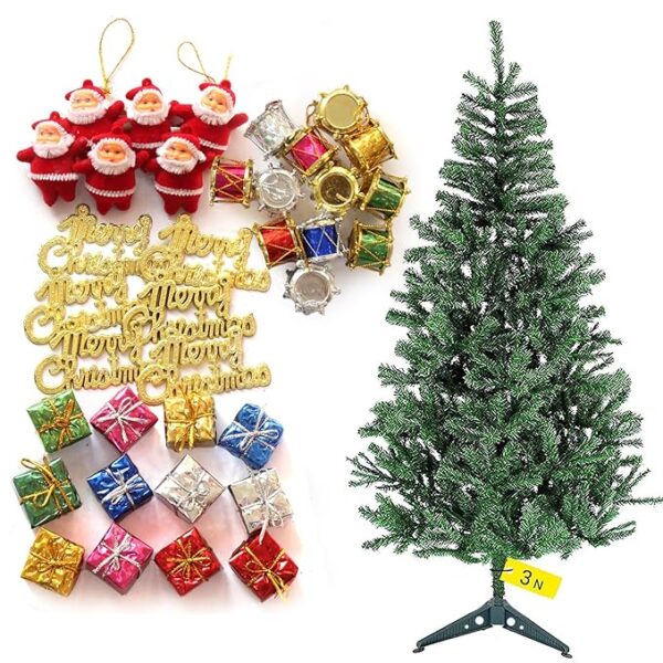 TIED RIBBONS Christmas Tree 3 Feet with 56 Decoration Ornaments Hanging Props for Table Office Artificial Xmas Tree Decor - Christmas Decorations Items for Home