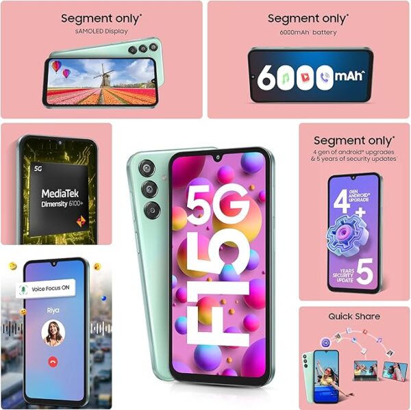 Samsung Galaxy F15 5G (Jazzy Green, 6GB RAM, 128 GB Storage)