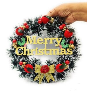 SAU RANG Designer Christmas Wreath/Wall Hanging/Decoration for Xmas Party/Christmas Decorations for Home (Black Pine Golden, 10)