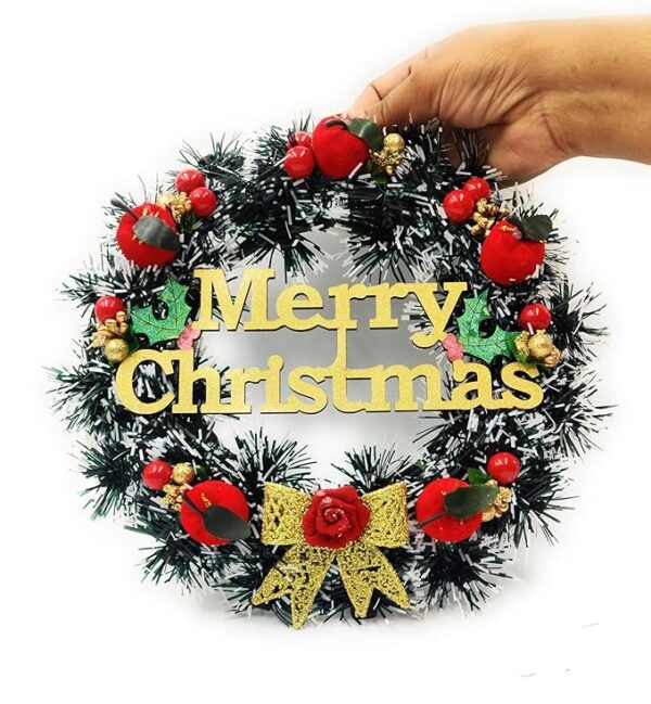 SAU RANG Designer Christmas Wreath/Wall Hanging/Decoration for Xmas Party/Christmas Decorations for Home (Black Pine Golden, 10)