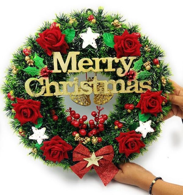 SAU RANG Designer Christmas Wreath/Wall Hanging/Decoration for Xmas Party/Christmas Decorations for Home (Black Pine Golden, 10)